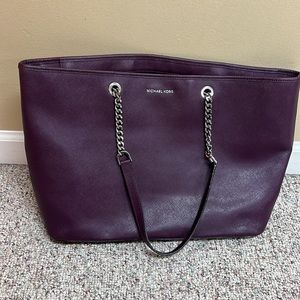 Michael Kors Jet Set Saffiano Leather Tote -Damson